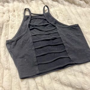 Black Open Back Crop Tank